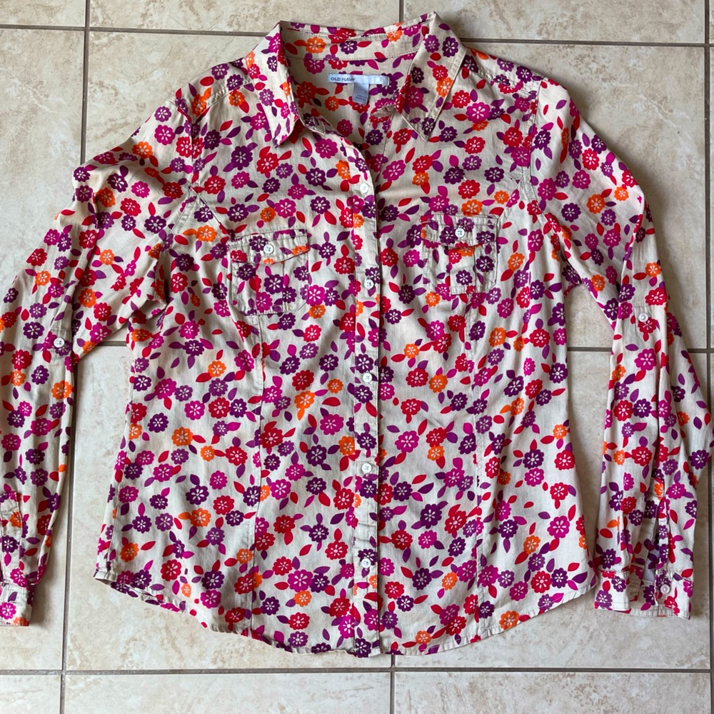 Old Navy Floral Button Down Western Shirt